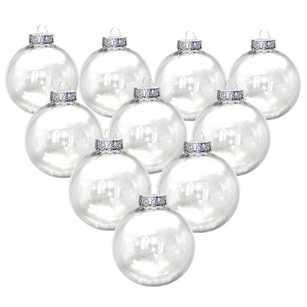 10 st Transparenta Julgranskulor Ihåliga Plast Glans DIY Tomma Prydnadskulor för Fest (10cm)