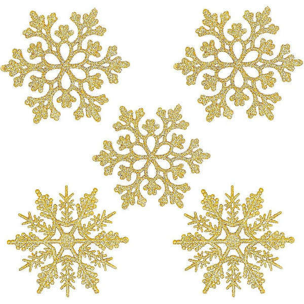 Snöflinga Juldekoration, 24 Stycken Snöflinga Dekoration, Glitter Julgransdekorationer, Julgransdekoration Snöflinga, Jul