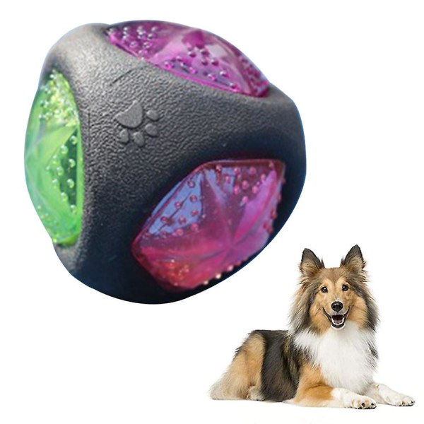 Hundleksaksboll med ledljus och pip, hundbollar, leksak för hundar, lekboll för hundar, glöd i skiftande färger, gjord av termoplastiskt gummi