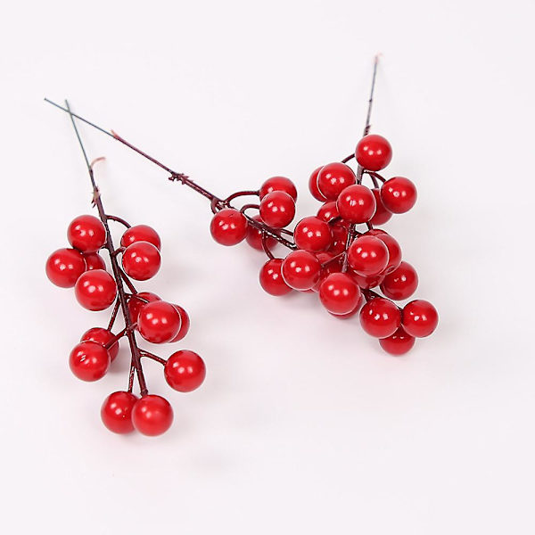 Konstgjorda Röda Bärgrenar, 20 St Glitter Julklappsplock för Julgranprydnader, DIY Julkrans, Semester- och Heminredning