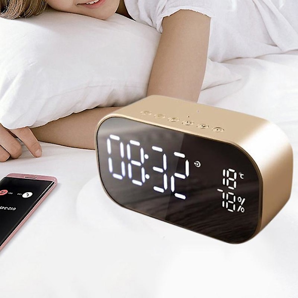 S2 Bluetooth Subwoofers, Dubbel Tri-Fold Spegel Funktion Mini Alarm Stereo Högtalare Sängbord