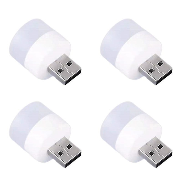Usb-lampor för bil, mini Usb-lampor LED varm glödlampa plug-in nattlampa bil interiör atmosfärslampa (4 st, varmt ljus färg)