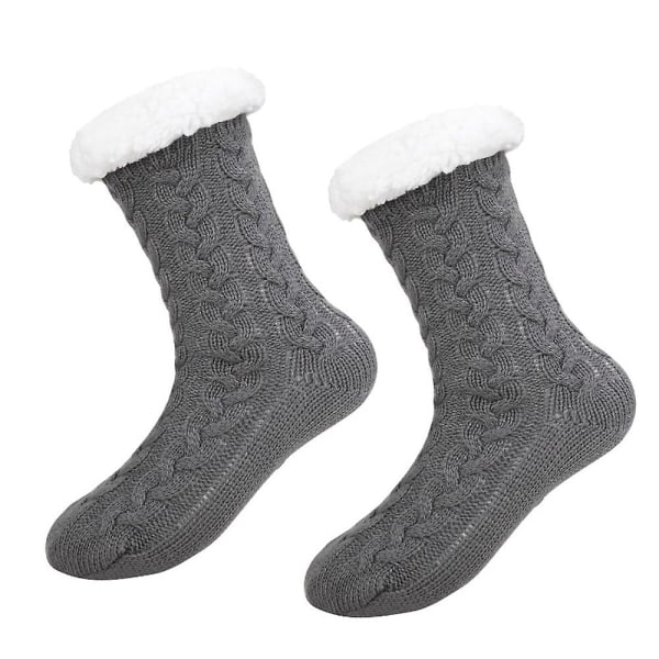 Fuzzy Slipper Socks Fluffy Cozy Vintervarme Sokker (svart og beige)