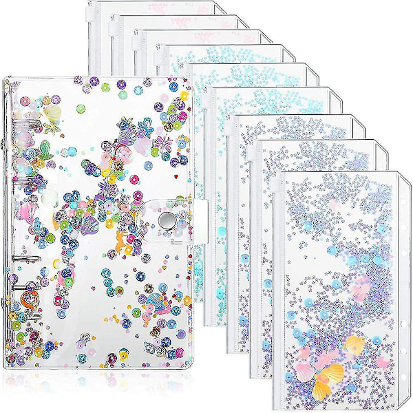 10 stycken A6-pärmfickor med anteckningsbokspärmhylsor inklusive fickor Flash Budget Binder F