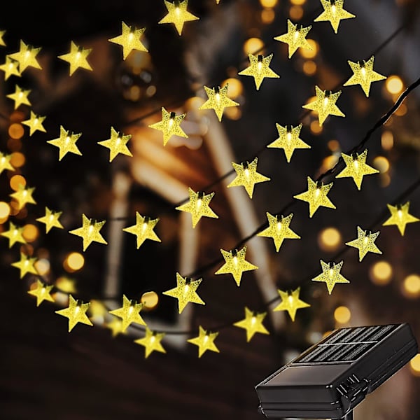 Solcellsdrivna Stjärnstränglampor Utomhus, 7 Meter 127 cm LED Julstränglampor, Solcellsjulbelysning 8 Mönster Juldekoration Belysning