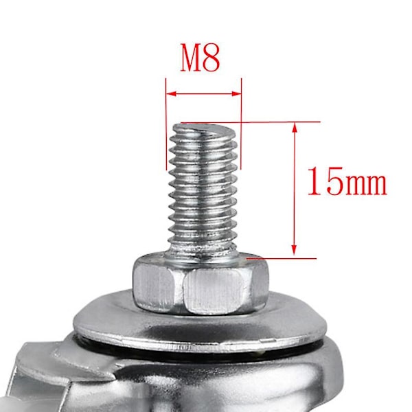 5 stk/sæt Hjul 1,5 tommer Hvid PP Skrue Universal M8 Gevind Rullediameter 4cm Displayramme Hjul