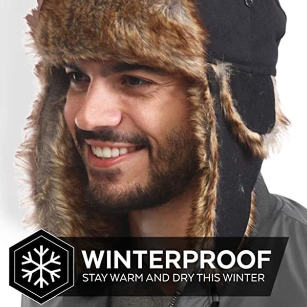 Unisex vintertrooperhatter, kaldt vær snøutstyr Vinterlue svart
