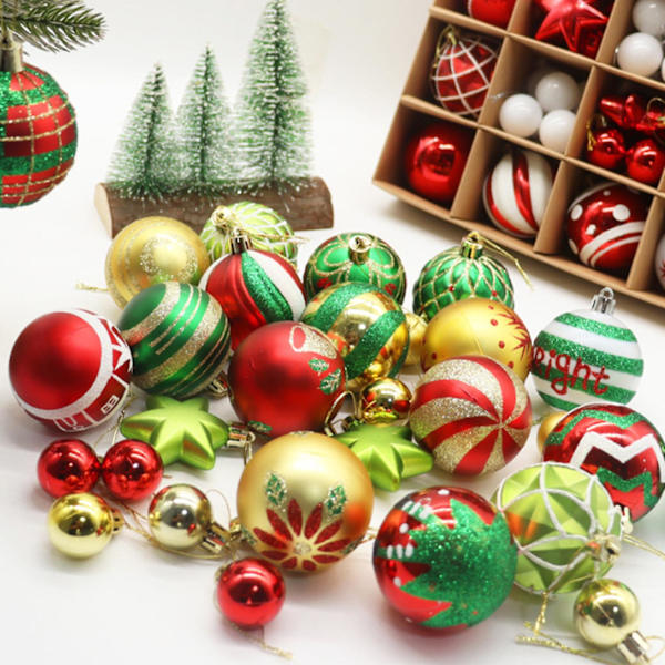 1 Set 3/6CM Julkulapp Matt Glans Glitter Julgran Hängande Boll Ornament Hänge (E)