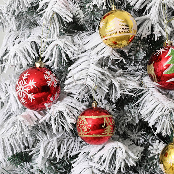 2 st juldekorationer i form av färgglada kulor med hängande snöre för festlig stämning - Julgranskulor (Guld)