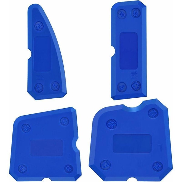 4 stykker silikone fugeværktøjssæt fugeudglattere kit til silikone fugemasse tætningsfinish (blå)