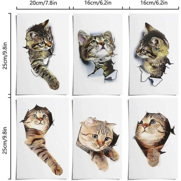 6st 3D kattväggklistermärken, 3D kattklistermärken, 3D kattväggklistermärke, kattväggklistermärke för bilfönster, toalett, badrum, sovrum, barnkammare, tillgång till kök