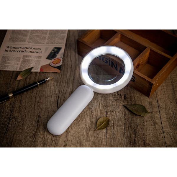 21 LED-lampor, varmt och kallt ljus, hög läsprestanda, underhåll, touch-switch, laddning, 8-faldig förstoringsglas