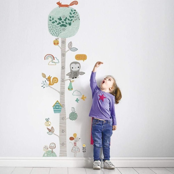 Væksthøjdediagram Sødt stærkt træhøjdemål vægklistermærke til børneværelse Vækstkortmærke Bb