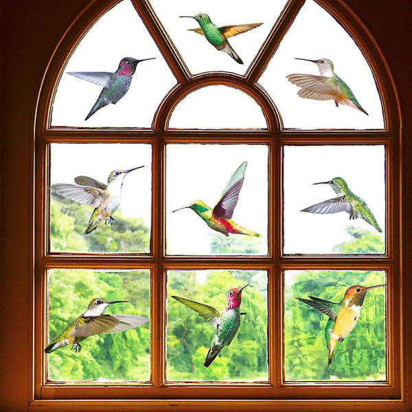 Fågelfönsterklistermärken för att skydda mot fågelangrepp - 18 vackra kolibriglasklistermärken, dubbelsidiga och självhäftande för att skydda mot Bir
