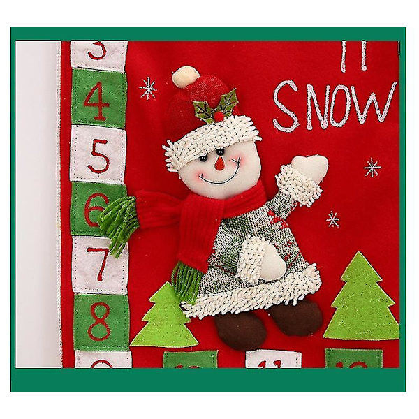 Adventskalender, Jultomte Vägghängande Adventskalender med 24 Fickor för Juldekoration
