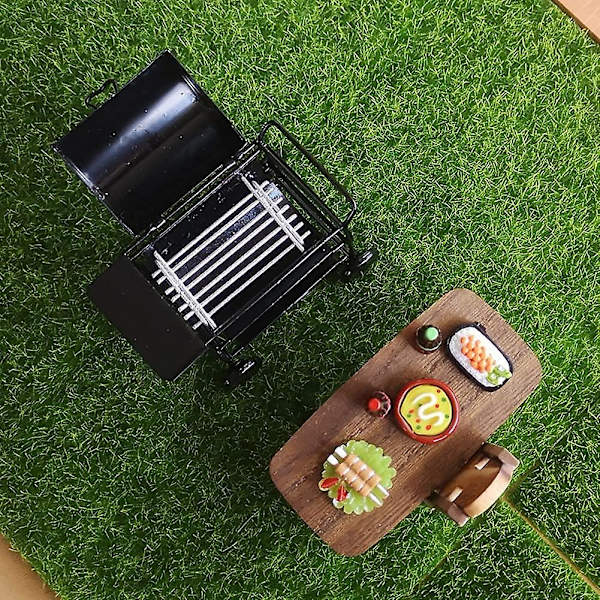 Grill för barn 1:12, tillbehör till leksakskök, grillkök, matlagningsspel, miniatyrhus