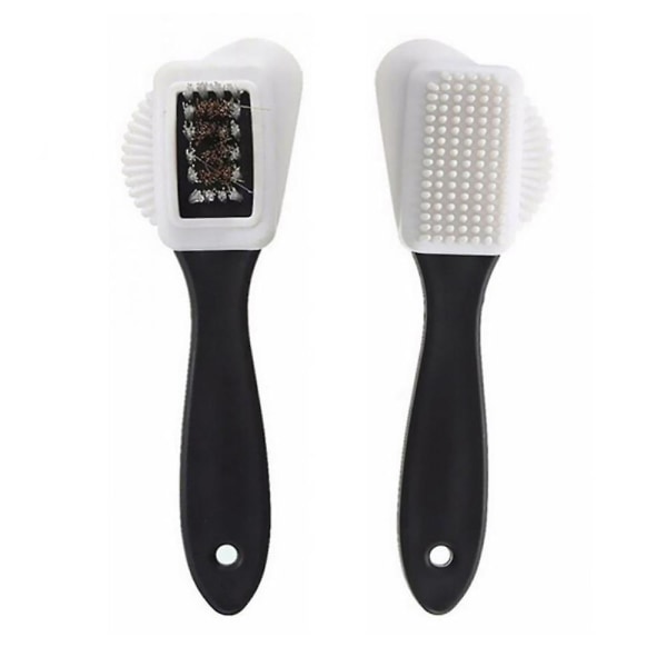 2 stk. Kvalitets Nubuck og Semsket Multifunksjonell 4-sidig Rengjøringssko Børste, Messingbust 15,5*4,5*2,8cm