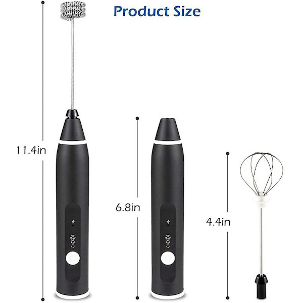 Elektrisk melkeskummer, USB-oppladbar, visp, skummer
