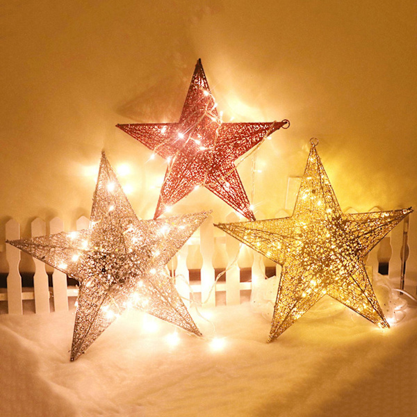 Julglitterstjärnor Glitter Oförstörbara Levande Färg Fest Hängande Julglitterstjärnor för Hemmet (Röd)