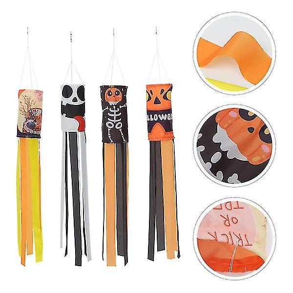 4 stk Halloween Vindsekk Flagg Dekor Halloween Utendørs Vindsekk Flagg For Hage