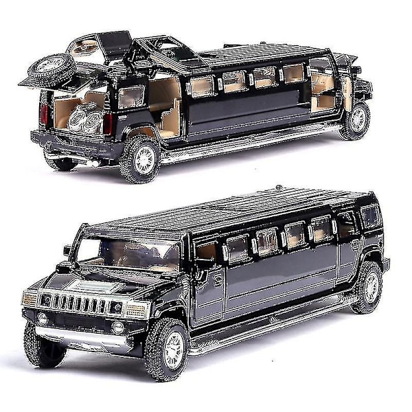 1:32 Land Rover Range Rover Forlenget Limousin Modell i Metall, Die-Cast, Trekk-og-Slipp, Blinkende Musikk, Lekebil for Barn, Gave