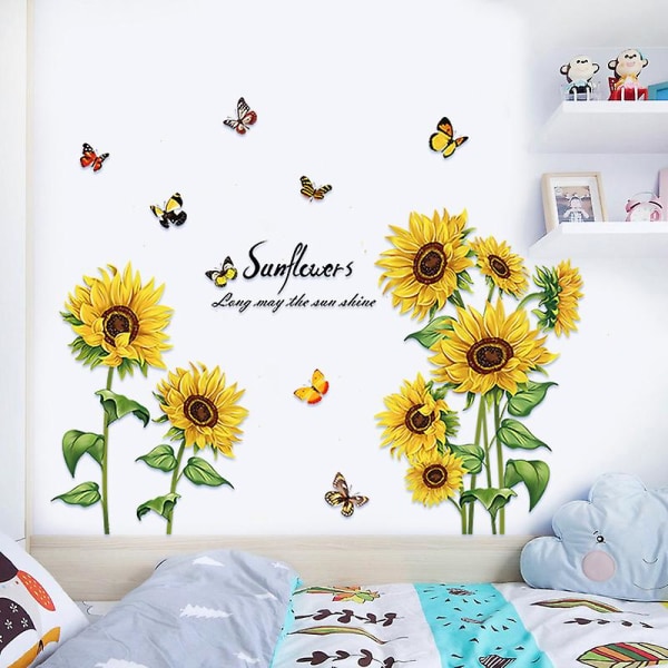 1 st solrosor fjärilar väggdekor väggdekaler för vardagsrum sovrum matsal