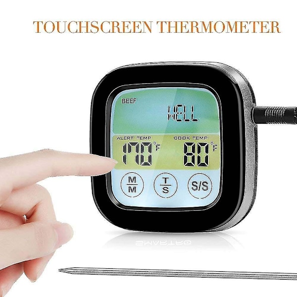 Trådlös Grilltermometer för Grillning, Digital Kötttermometer med Dubbla Sondes, Timer, Alarm, Röktermometer för Kök, Ugn, Mat med