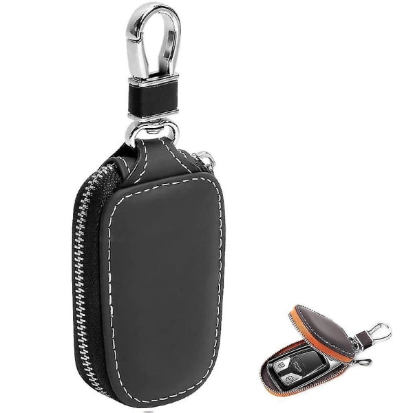 Bilnøgleholder Læder Bil nøglering taske Bil fjernbetjening nøgle Fob ægte læder nøgleholder til bil nøglering lynlås taske