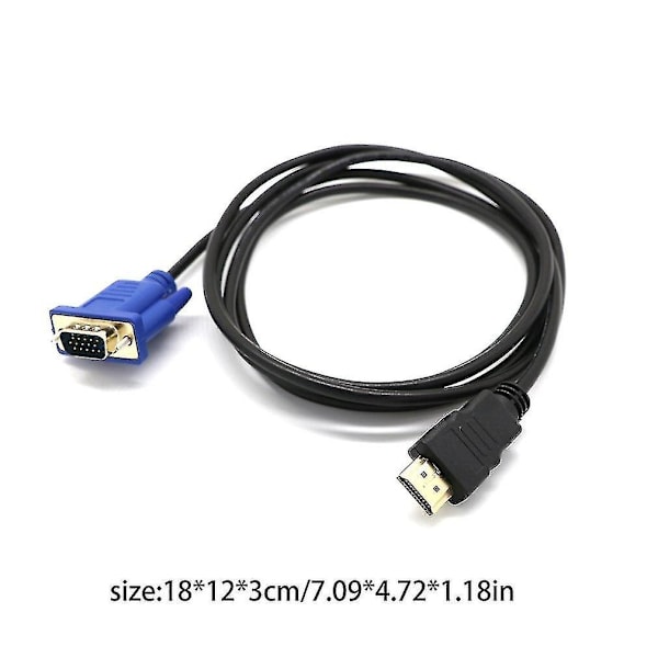 HDMI-kompatibel til VGA Konverterkabel Lydkabel D-sub Hann Videoadapterkabel Ledning for HDTV-datamaskin Monitor for PC Bærbar TV