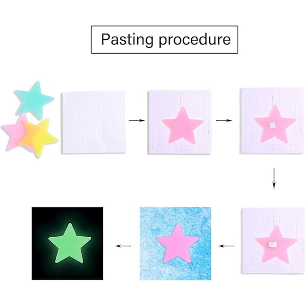 100 kpl Värikkäitä Hohtavia Tähtiä Pimeässä Fluoresoivia Noctilucent Muoviseinätarroja Seinämaalauksia Tarroja