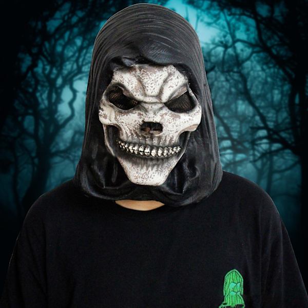 Dekorativ Skalle Ansiktsmask Enkelt Att Använda Emulsion Halloween Full Skalle Huvud Rörlig Mun Ansiktsmask För Festival (B)