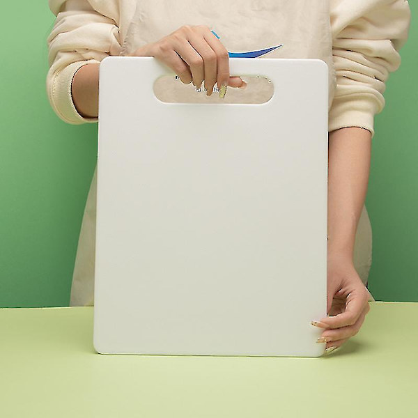 (vit) 30 X 20 X 0.55cm Plastskärbräda med handtag, livsmedelssäker, BPA-fri, diskmaskinssäker, tjock skärbräda, lätt att greppa