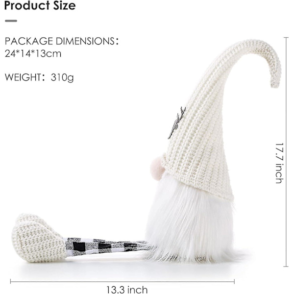 Tomte Juldekorationer, Plysch Rutig Tomte Med Långa Hängande Ben, Julfylld Dockpresent Till Barn & Kvinnor 16 Tum