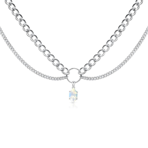 Halsband för kvinnor, flerlager, elegant, snygg choker för flickor, smyckesgåva, bleknar inte lätt (silver)