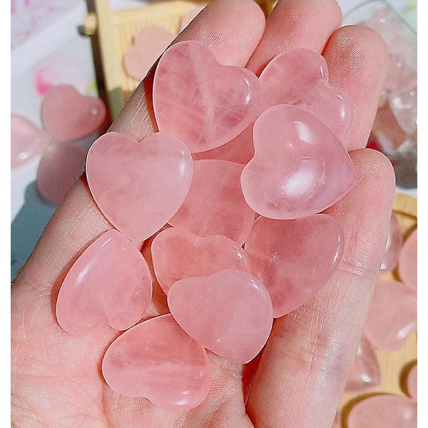 20 st Rosenkvarts Hjärtkristaller Naturlig Kristall Polerad Healing Söta Kärleksstenar Energi Balansering Meditation för Kvinnor