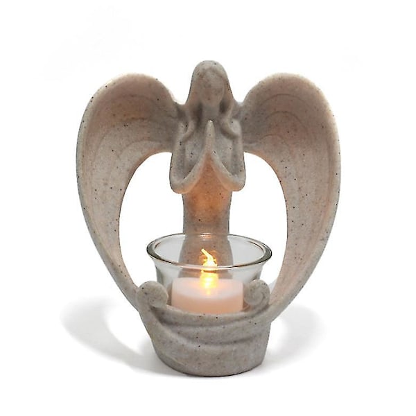 Änglafigurer Tealight Ljusstake, Sympati Gåvor För Förlust Av Kära, W/ Flimrande LED-Ljus
