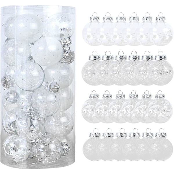 24 st julgranspynt 6 cm/2,36 tum Färgade Plast Transparenta Kulor Set Osplitterliga Målade Kulor