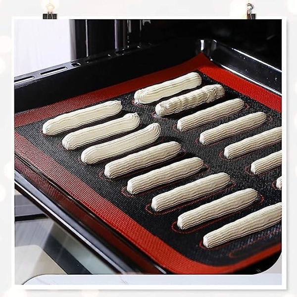 Silikonbakematte - Gjenbrukbar Non-Stick Platina Fiber Glass Fingre Høy Temperatur Vridning Ikke Holdbar Bakverk Bpa Fri Bakebrett for Makroner Doug