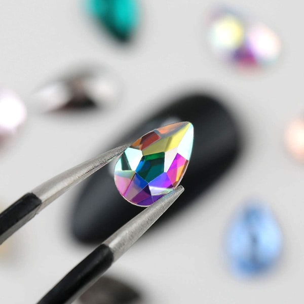 120 stk Multi Shapes Glass Crystal Ab Rhinestones For Nail Art Craft, Mix 12 Style Flatback Crystals 3d Decorations Flat Back Stones Gems Set (120 stk