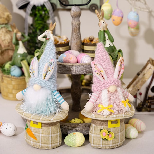 Påsklös Gnomen Kanin Dockhatt Bas Bunny Gnomen Dock Ornament Vår Påskfest Heminredning (Män)