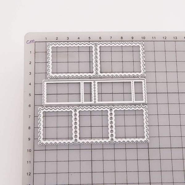 2 stykker rektangel og firkantet metal skærematricer Stempelstencils Stempelramme DIY Scrapbog prægning papir Fotoalbum Dekorationskort skabelon