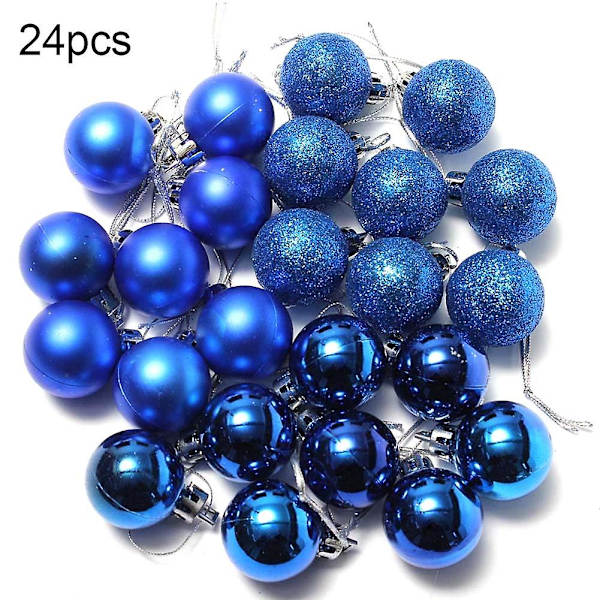 24 st 3 cm Plastjulkulor Julgransprydnader Hemfest Hängande Dekorationer (Roseröd)
