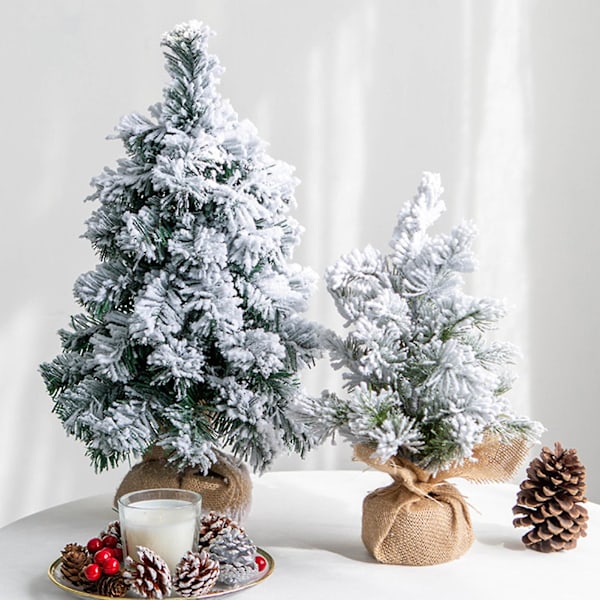 Vivid Fine Texture Mini Julgran Realistisk Handgjord Flockad Julgransmodell för Hemmet (2,50cm)