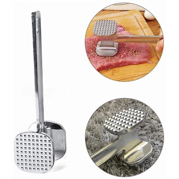 1 stk. Kitchen Craft Metal Kødhammer til Mørning af Kød - Hammer til Mørning af Steak, Kylling, Fisk og Svinekød - 19 cm (7,8\") - Husholdningsartikler