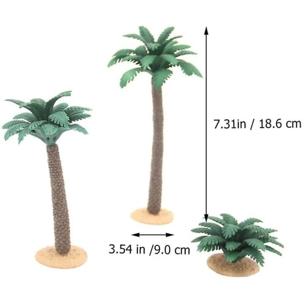 3st liten kokospalm modell grön plast konst akvarium växter modell landskap palmträd hantverk staty