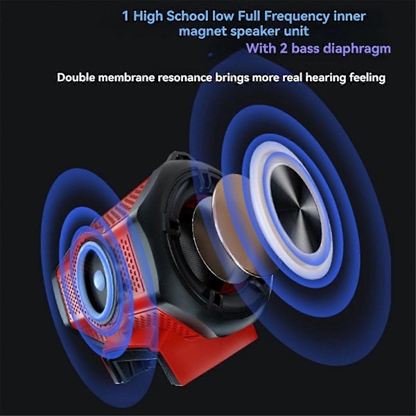 HIFI Bluetooth-högtalare 3D-stereo RGB-atmosfärsbelysning för karaoke med 18-20V litiumbatteri