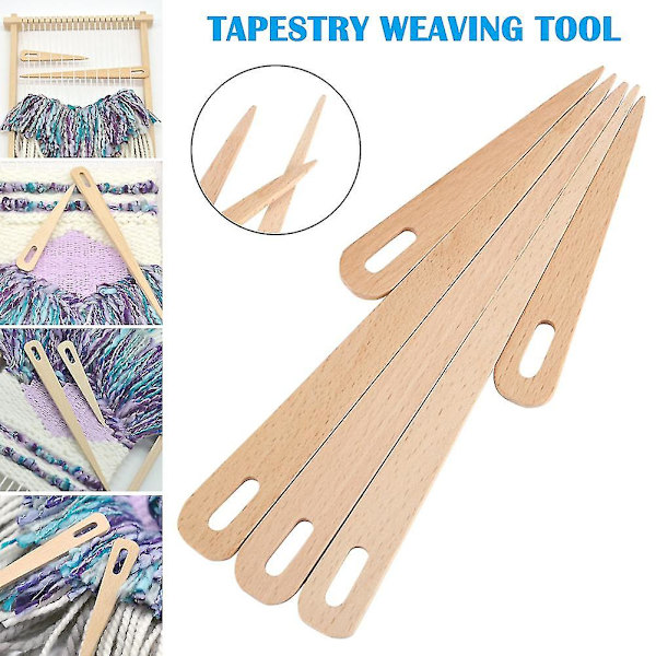 5-pack Trähandvävpinnar Stickning Virkning Tapestry DIY Hantverk Verktyg