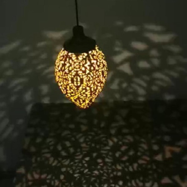Aurinkovoimalla toimiva LED-marokkolainen riippuvalaisin, retro marokkolainen kuvioprojektiolamppu ulkokäyttöön puutarhaan