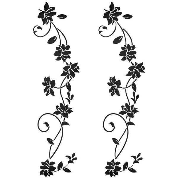 Black Ornaments Wall Stickers - Självhäftande set för väggdekoration, blommor, rankor, vinstockar (2st)