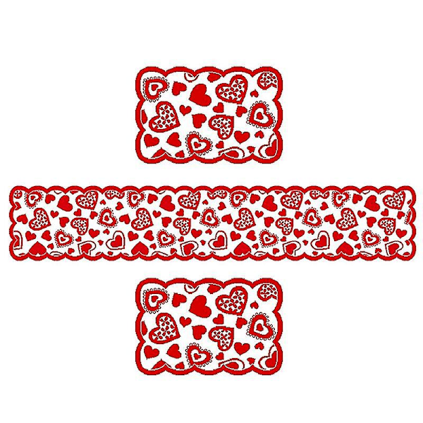 Hjärtformad Bordlöpare &amp; Bordstablett Parmiddagsbordsdekoration Stickad Rektangulär Dukskydd För (Placemat)